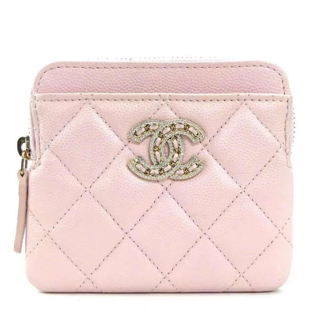CHANEL Pink Caviar Leather Wallet